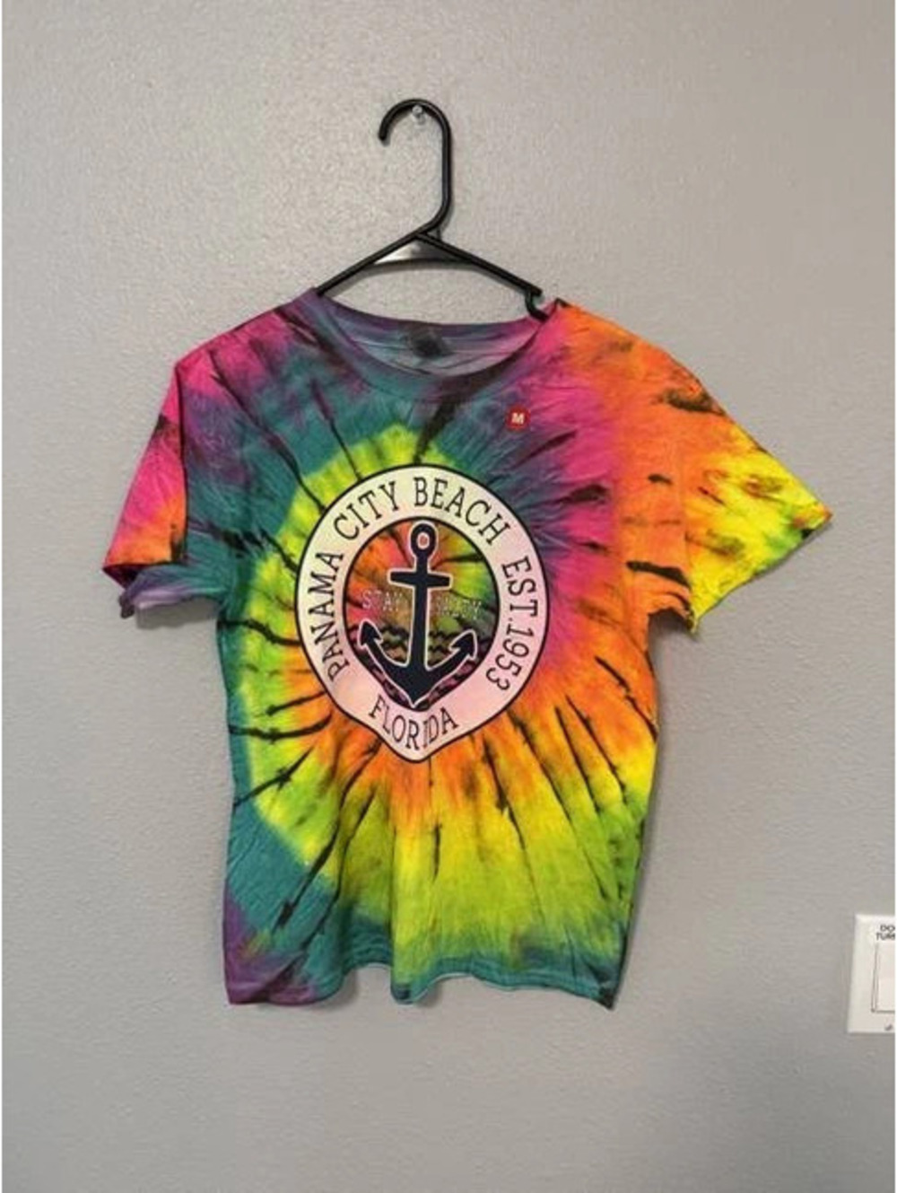 #6191 Panama City Beach Rainbow Tie Dye Graphic T-Shirt Size M